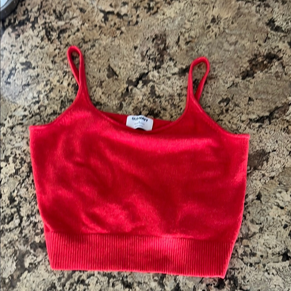 Old Navy Red Ribbed Crop Camisole